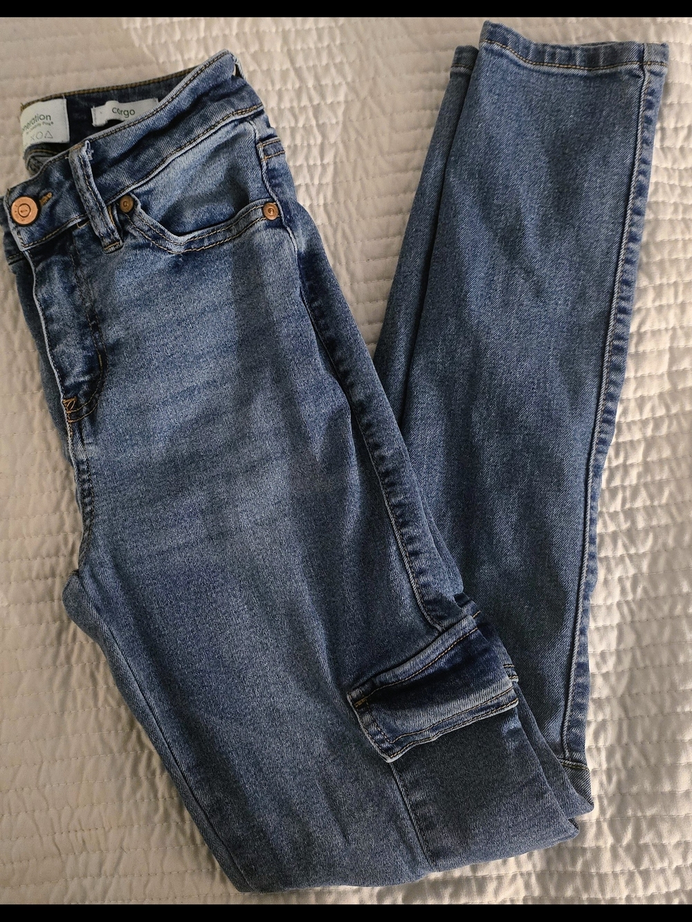 RE Generation Women's Blue Cargo Denim Jeans